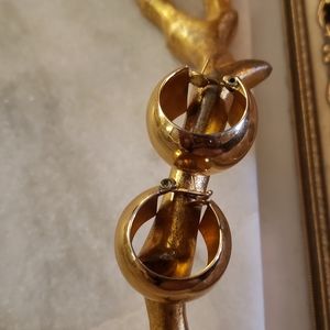 Vintage Monet gold tone wide bottom pierced hoop earrings
